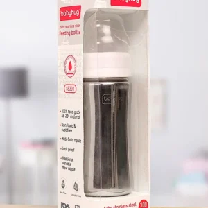 Babyhug Stainless Steel Feeding Bottle – 300 ml (SS304, Anti-Colic, Leak-Proof)