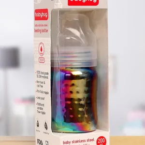 Babyhug Baby Stainless Steel Feeding Bottle Multi-colour (200 ml)