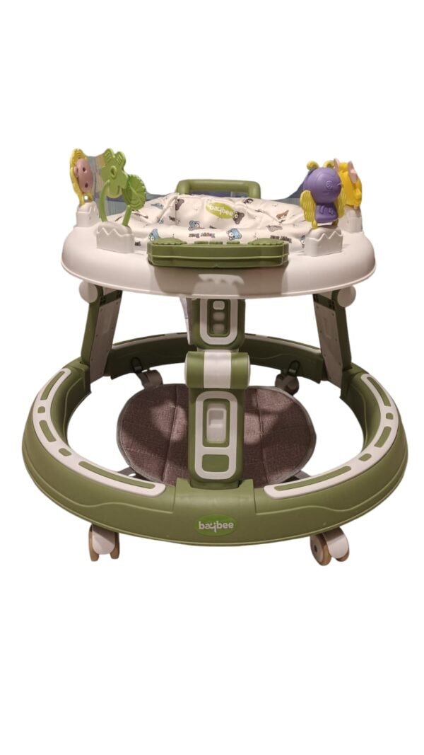 Baybee Whizz Baby Walker for Kids | Portable Round Kids Walker with 3 Height Adjustable, 360° Rotation & Musical Toy Bar | Activity Push Walker for Babies 6 to 24 Months Boys Girls (Dark Green)