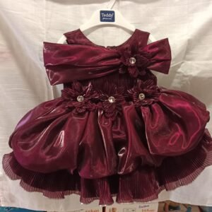 Kinder Weaves Cute Maroon Color Frock