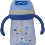 Mee Mee Baby Sipper Cup with Straw & Handles (Blue, Crown Bear Design)