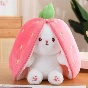 Niku Rabbit with Chain Reversible Bunny Rabbit Soft Stuffed Toys for Girls Boys Baby Kids