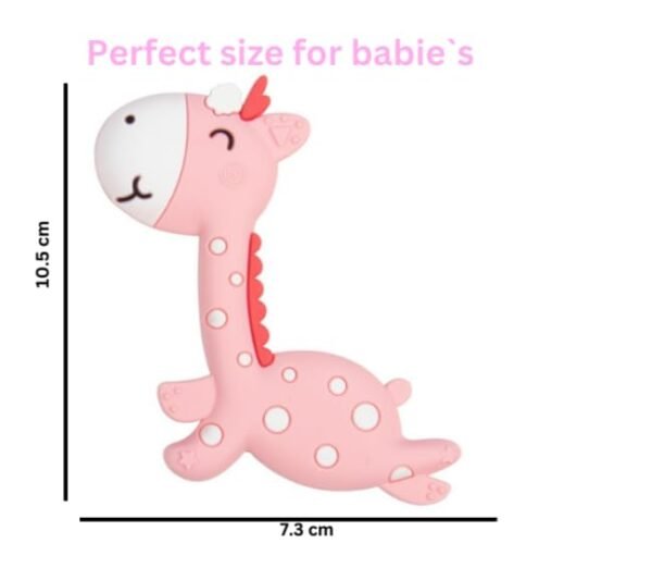 Soft Silicone Giraffe Teether Toy – Pink - Image 2