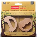 Babyhug Natural-Wood Teether Set – Pack of 2 (Alphabet D & Lips Design)