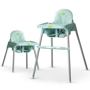 Baybee 2 in 1 Baby High Chair for Kids, Baby Feeding Chair with 2 Height Adjustable, Footrest, Tray, Mobile Stand, 3 Point Safety Belt | Kids High Chair for Baby 6 Months to 3 Years (Green)