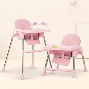 Baybee 3 in 1 Invictus Convertible High Chair for Kids with Adjustable Height and Footrest, Baby Toddler Feeding Booster Seat with Tray, Safety Belt and Cushion, Boys Girls 6 Months to 4 Years