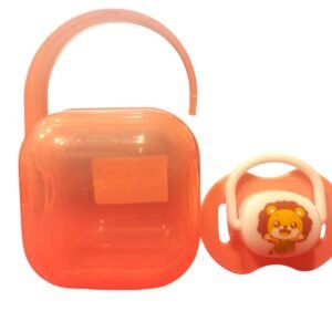 Baby Soother Pacifier with Protective Case – Pink (Lion Print)