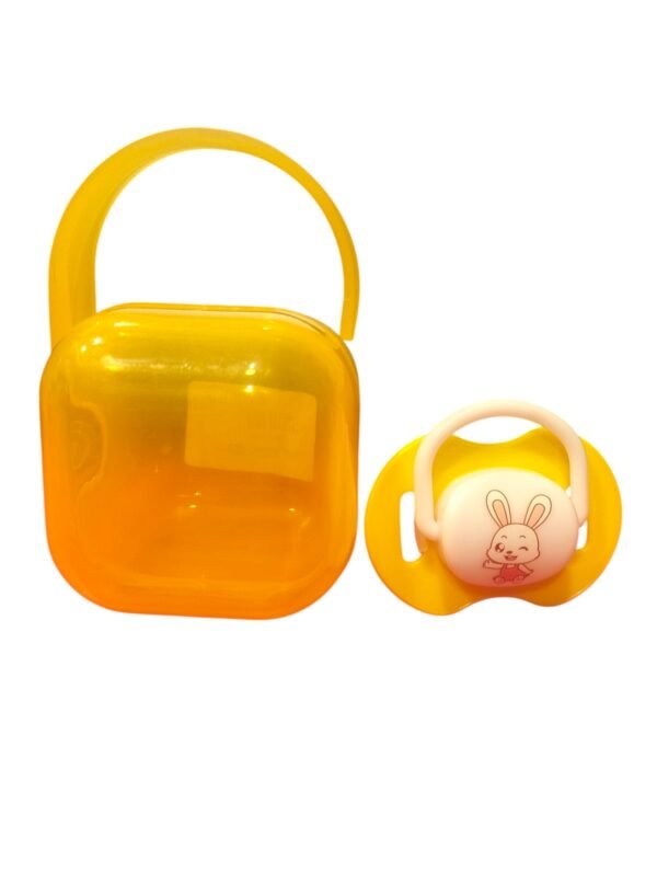Baby Pacifier with Yellow Storage Case – Bunny Print