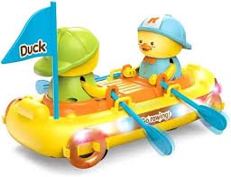 Musical Duck Rowing Boat Toy with Lights and Paddling Action