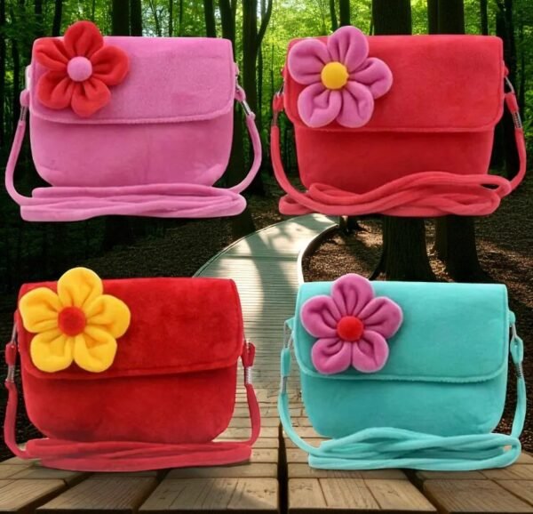 Soft Plush Flower Shoulder Bag for Kids - Image 2