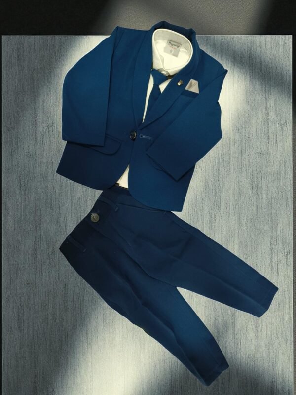 Boys' Royal Blue Formal Party Wear Suit Set with Shoes & Accessories – 5-Piece Combo by Beginning - Image 3