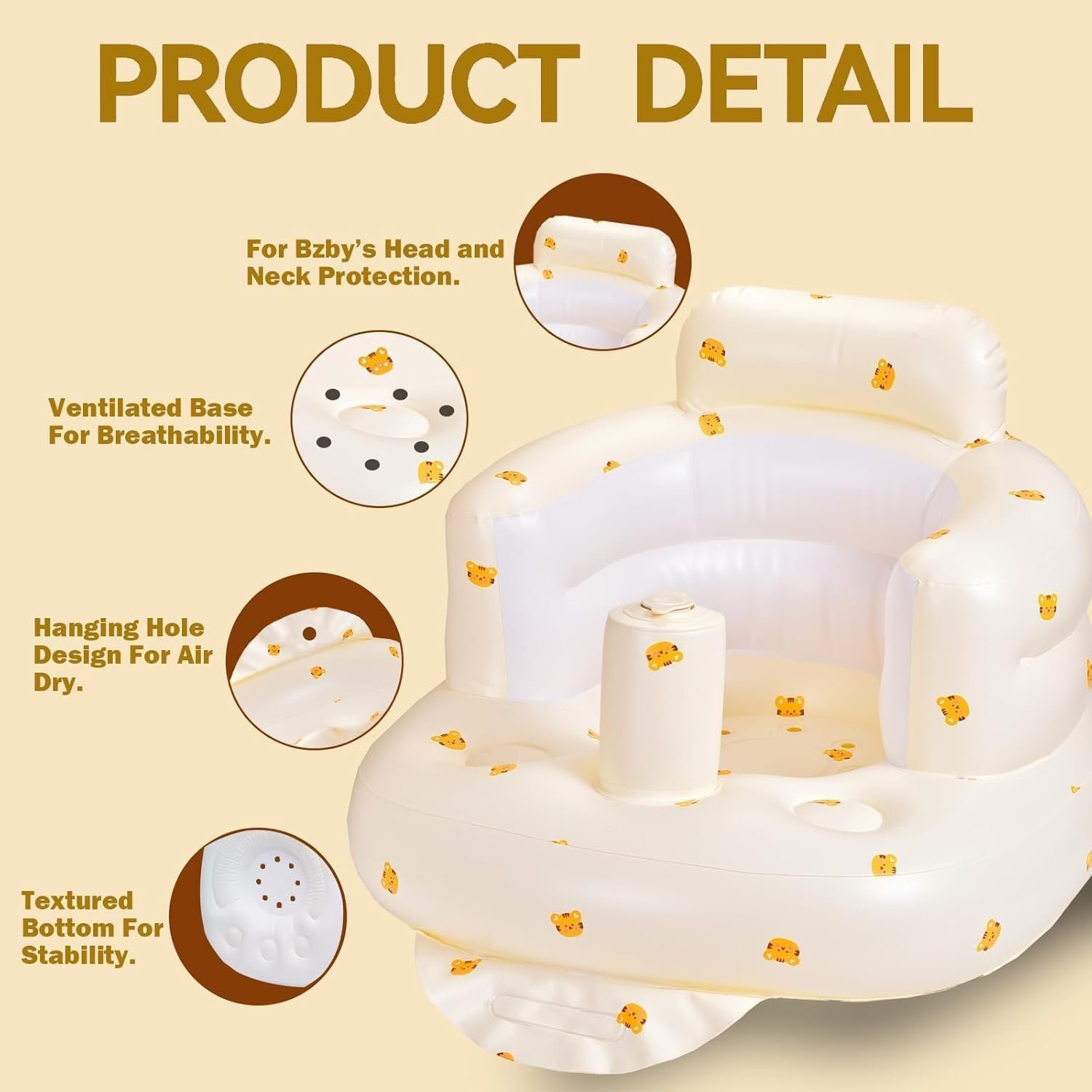 Inflatable Baby Sofa Seat – Bear Print Design - Image 8