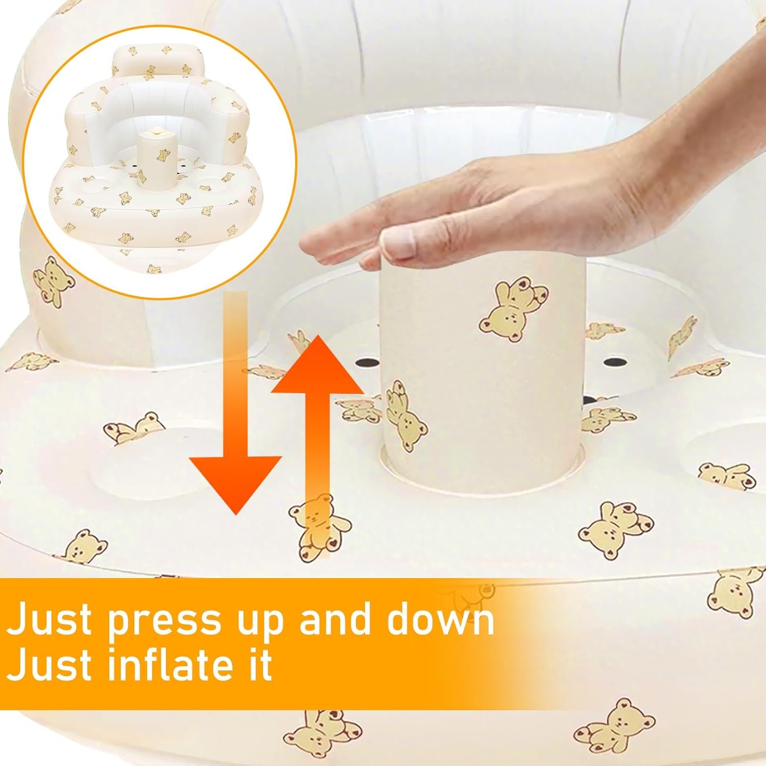 Inflatable Baby Sofa Seat – Bear Print Design - Image 4